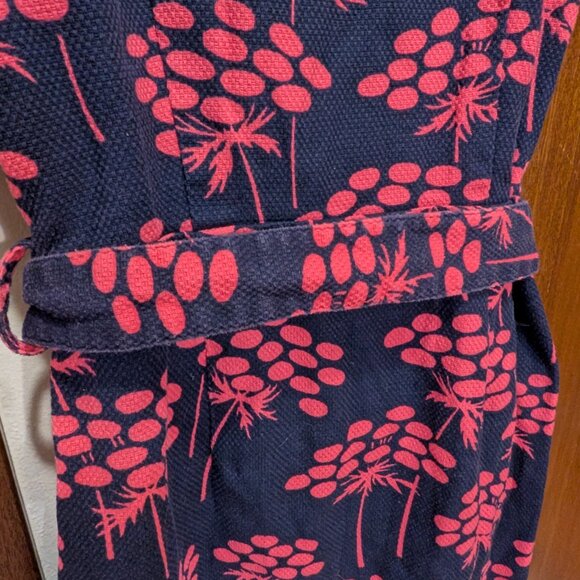 Boden Navy and Pink Notch Belted Damask Shift Dress - Picture 6 of 8